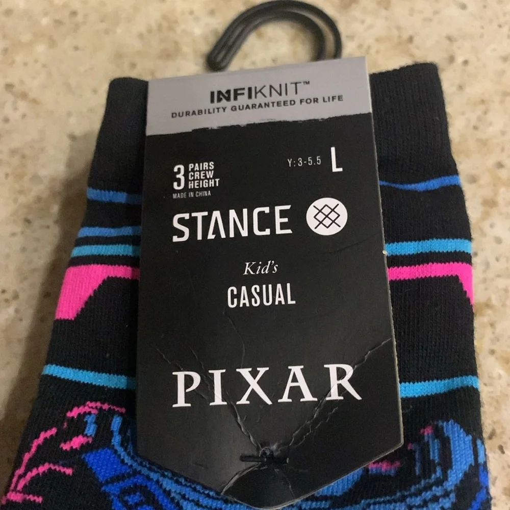 NWT STANCE Pixar x Stance Lightyear Kids Crew Socks 3 Pack Size Large